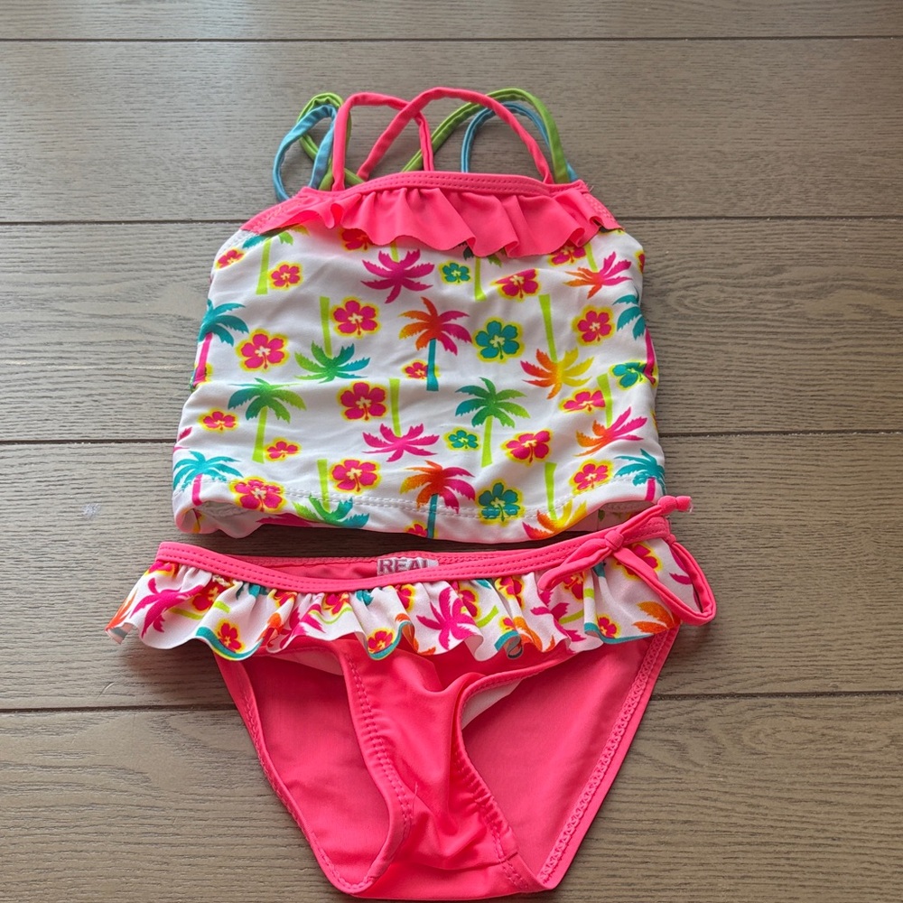 Tropical Print Kids Bikini Set